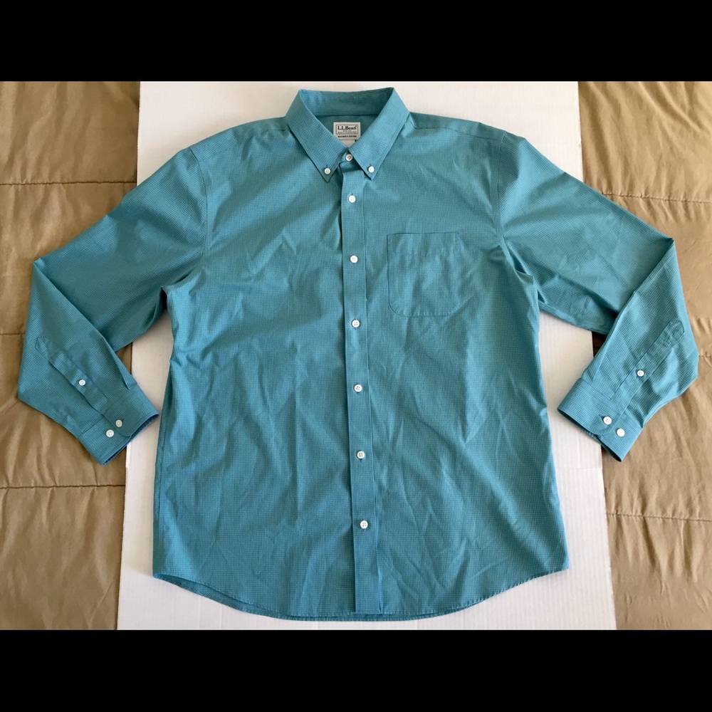 LL Bean Slightly Fitted L/S Button Shirt Sz Large - Picture 1 of 4